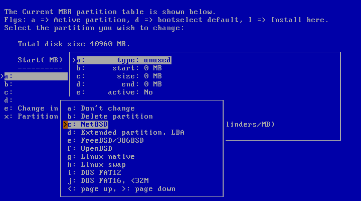 Partition options