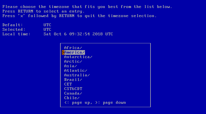 Selecting the system's time zone